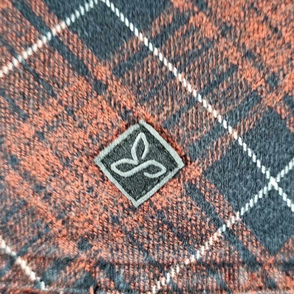 prAna Flannel Shirt Mens XL Rust Blue Plaid Organic Cotton Button Down M2WOOD315 - Picture 11 of 12